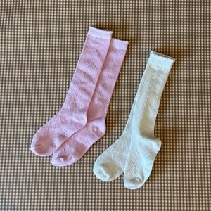 Lot of 2 high socks. Pink ivory. Old Navy~Size 2-3years. NEW